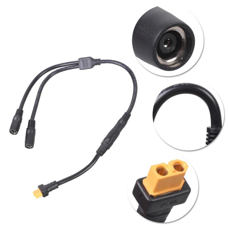 55cm XT60 to Double DC8020 Power Cable with 14AWG Coppered Cores for Battery Charging Cord Durability