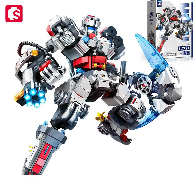 Non-Toxic Sembo Block Combined Transforming Mecha Robot Building Blocks Kits Moc Versatile Weapons Bricks Ornament Toys Children Birthday Gift