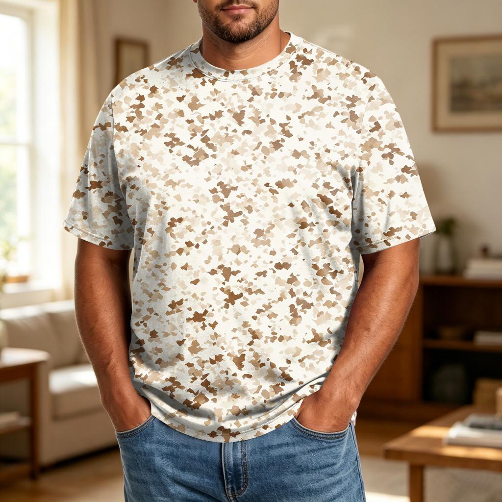 Camiseta Informal Transpirable Cómoda de Manga Corta con Cuello Redondo para Hombre Talla Grande Tejido Suave Top de Verano
