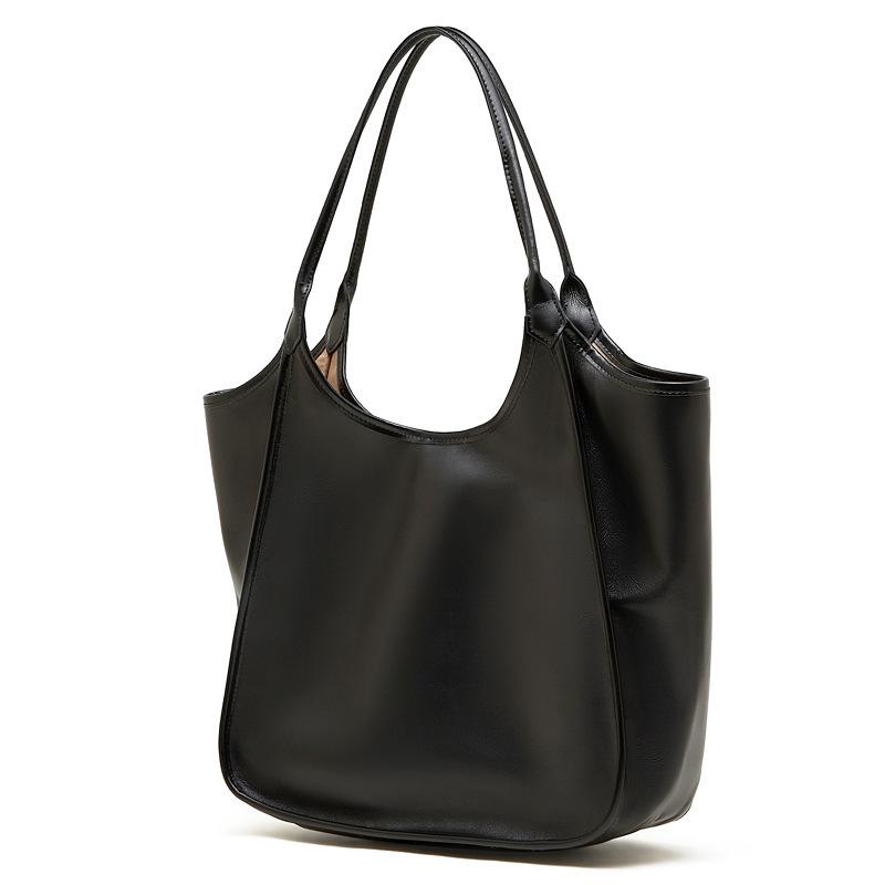 

First Layer Cowhide Messenger Bag Vegetable Tanned Leather Women S Bag Large Capacity Shoulder Bag Commuter Shopping Bag Armpit Bag Mouth 42*bottom 33*14*28.5 чорний