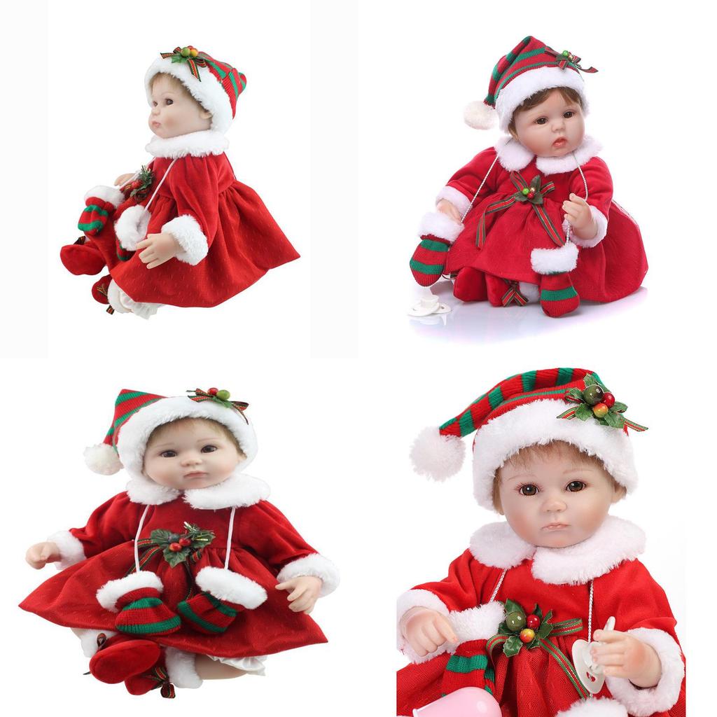 Charming Vinyl Silicone 16'' Lifelike Reborn Doll Baby With Festive Christmas Outfit