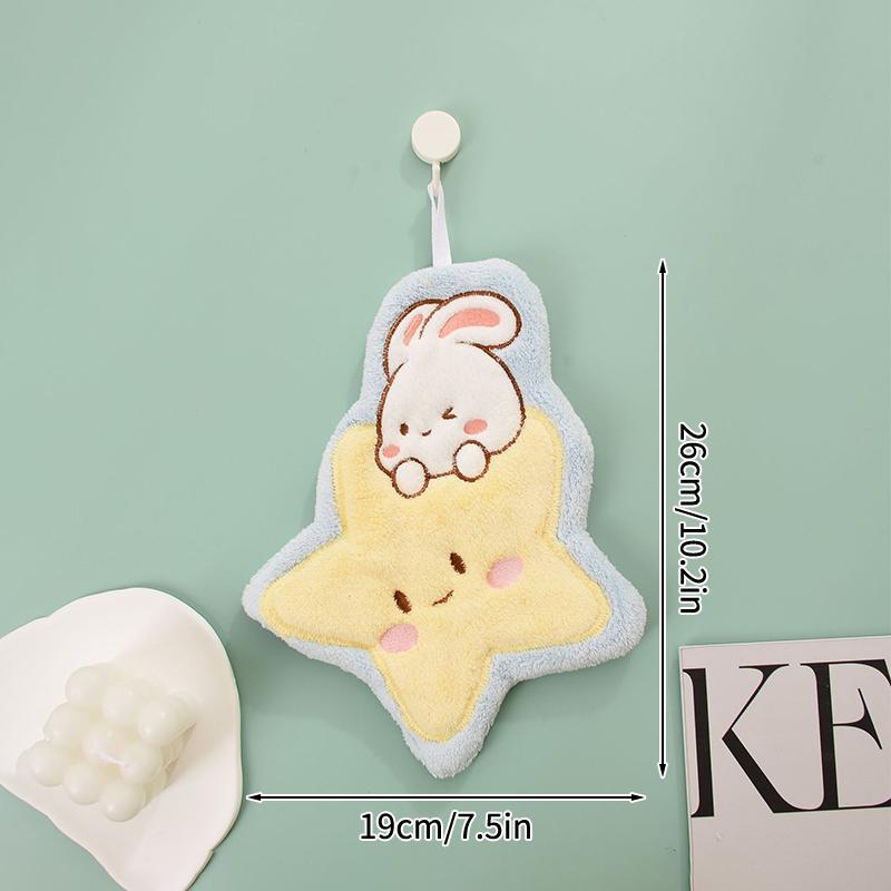 

New Cartoon Moon Rabbit Hand Towel Soft Absorbent Children Household Hanging Towel Fast Drying Kitchen Rag Household Daily Use