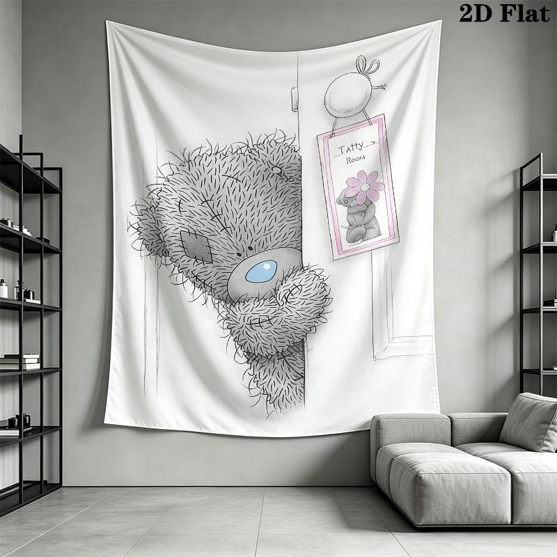 Tatty Teddy Wall Tapestry Aesthetic Wall Hanging Printed Fabric Blanket Decorative Tapestries for Bedroom Living Room Home Decor