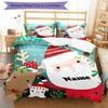 3pcs Custom Name Christmas Santa Claus Bedding Set Duvet Cover Closure Includes 1 Duvet Cover & 2 Pillowcases, Soft and Comfortable for All Seasons.