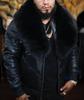 Leather jacket with big fur collar to keep warm and warm jacket
