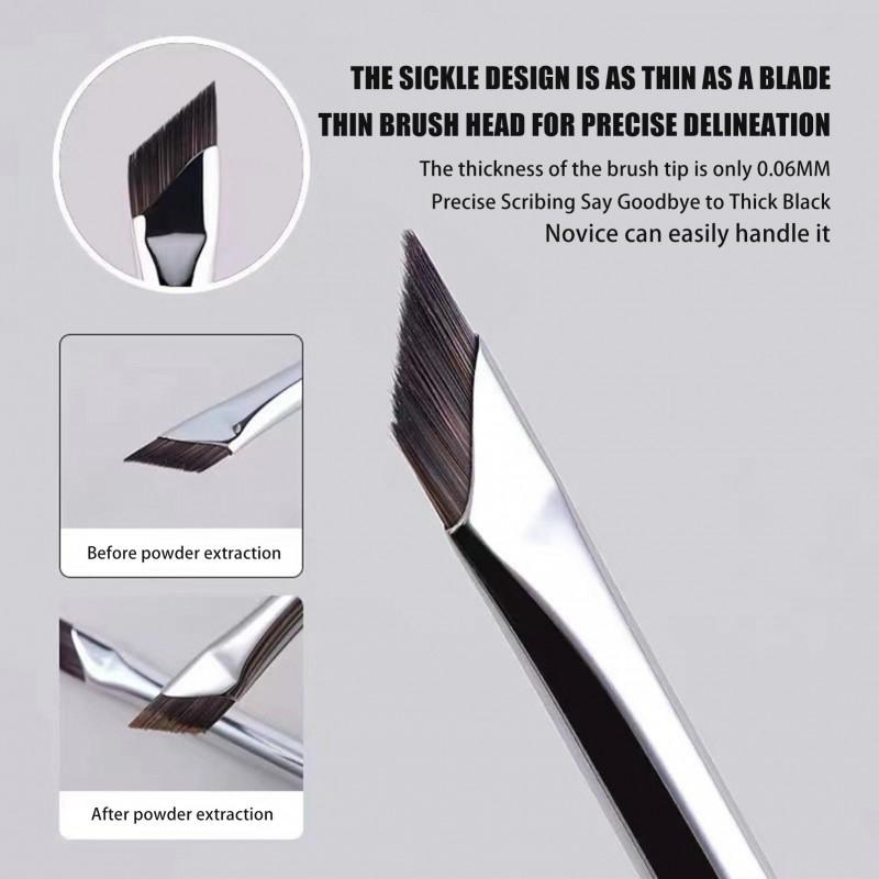 Eye Makeup Brush Ultra-Thin Angled Eyeliner Brow Multi-Purpose Soft Flat Hair Fine Lines Precision Coloring Travel