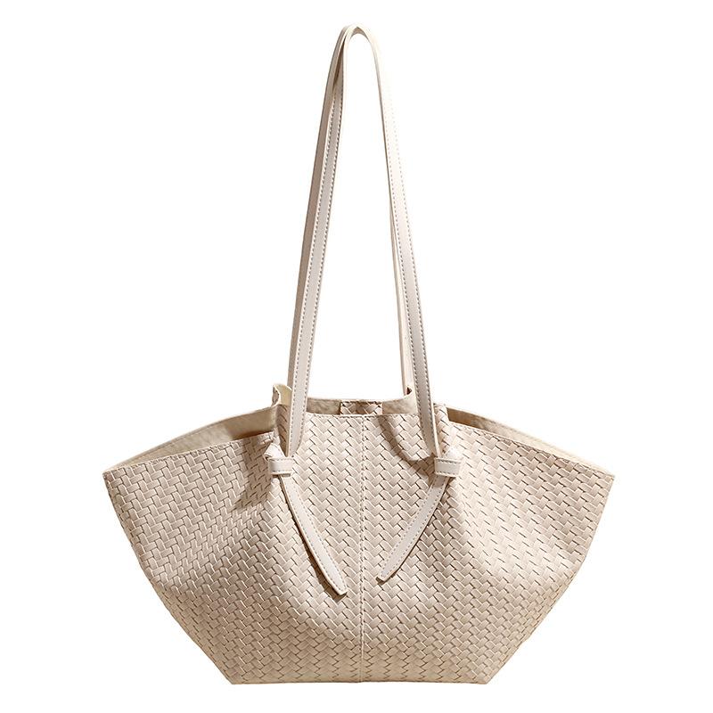 Woven Leather Tote Bag for Women Large Capacity Shoulder Handbag for Work and Shopping