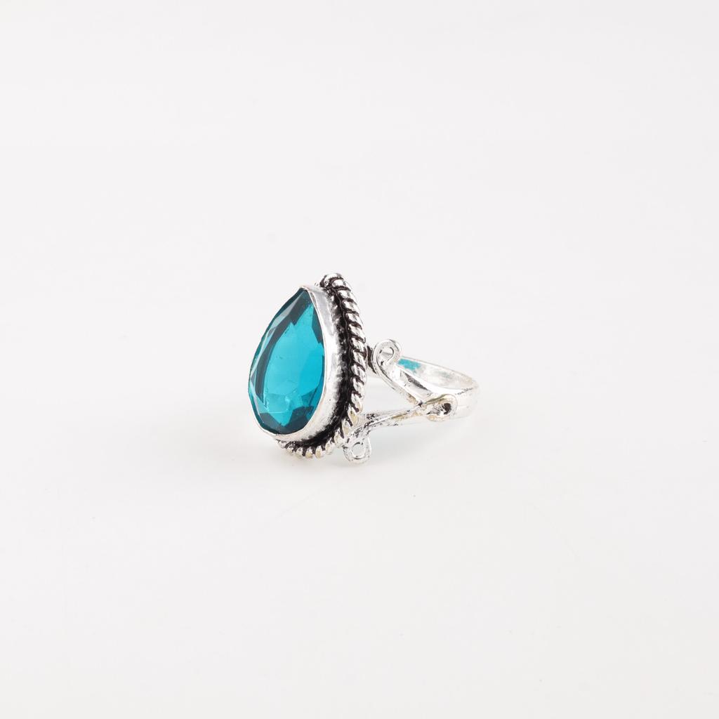 Blue Apatite Gemstone 925 Sterling Silver Jewelry Handmade March Birthstone Ring RR-57-1