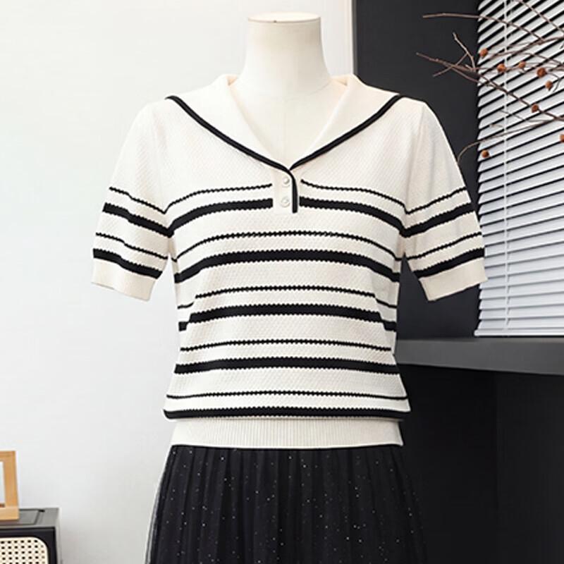 Elegant Women s Ice Silk Short-Sleeve Summer Top L (Recommended under 105 jin)