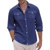 Maglietta polo da uomo a maniche lunghe per primavera ed estate, design a doppia tasca, alla moda, casual, slim, traspirante, tinta unita, camicia da uomo a maniche lunghe