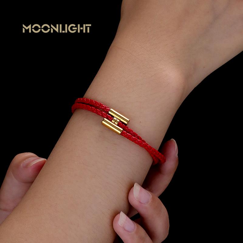 MOONLIGHT Classic H Button Braceles for Women Double-layer Leather Charm Bracelet Female Fashion Couple Jewelry Gifts 13 Colors