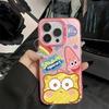 Apple 15pro painted SpongeBob SquarePants 14/13 premium sense 12 colored silver mobile phone case anti-drop hard matte L