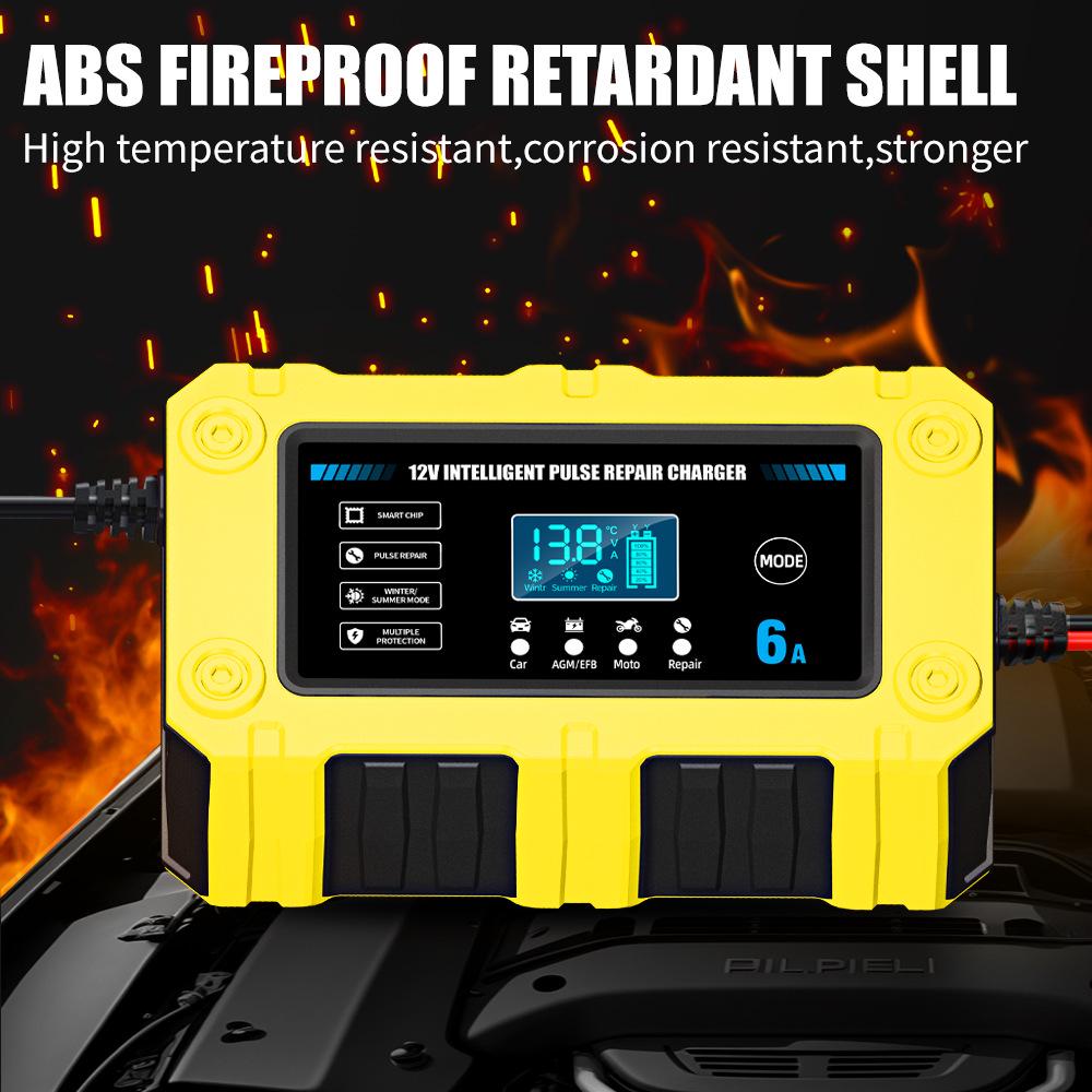 12V 6A Smart Charger for Lead-Acid Motorcycle & Car Batteries