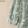 ZANZEA Women Casual Round Neck Loose 3/4 Sleeve Print Blouse
