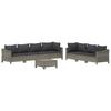 Vidaxl 8-Cz. Garden Lounge Set, Cushions, PE Rattan, Grey