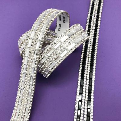 1 Yard Klarglas Strassbesatz Kette Kristallband Klebeapplikation Strassband für Kleidung Tasche Schuhe Dekoration