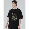 Black T-Shirt With Wolf And Moon Print And The West Is Wild Text For Casual Wear