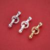 Conector de Pulsera de Perlas de Doble Anillo de Plata de Ley S925 con Circonita Cúbica, Cierre para Joyería DIY Hecho a Mano