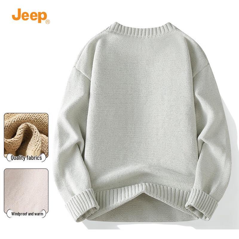 Jeep Men's Casual Warm Long Sleeve Round Neck Sweater