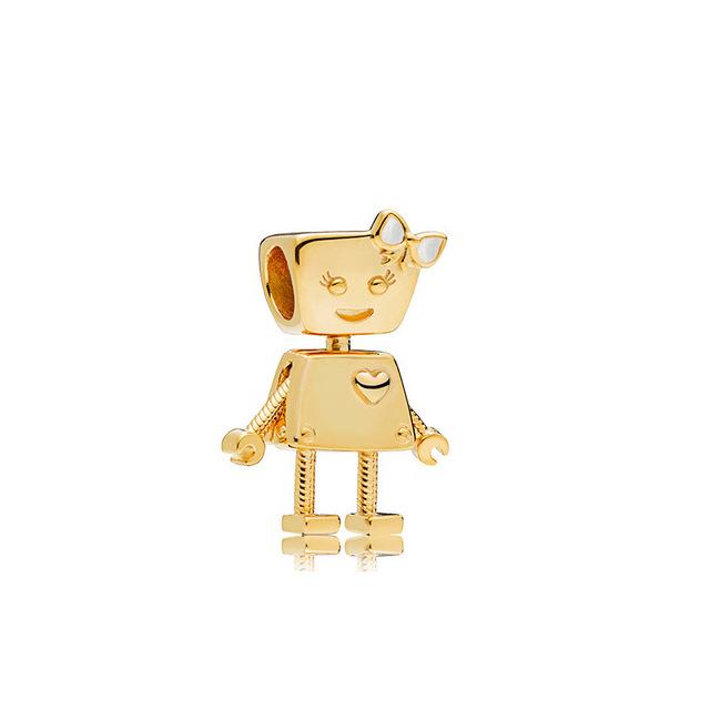 S925 Sterling Silver Shiny Gold Series Crown Lovely Pig Life Tree Beads Fit Original Bracelet DIY Women's Jewelry