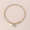 Women European Temperament Sweet Cool Choker Round Heart OT Buckle Chain Micro-set Minimalist Necklace For Women