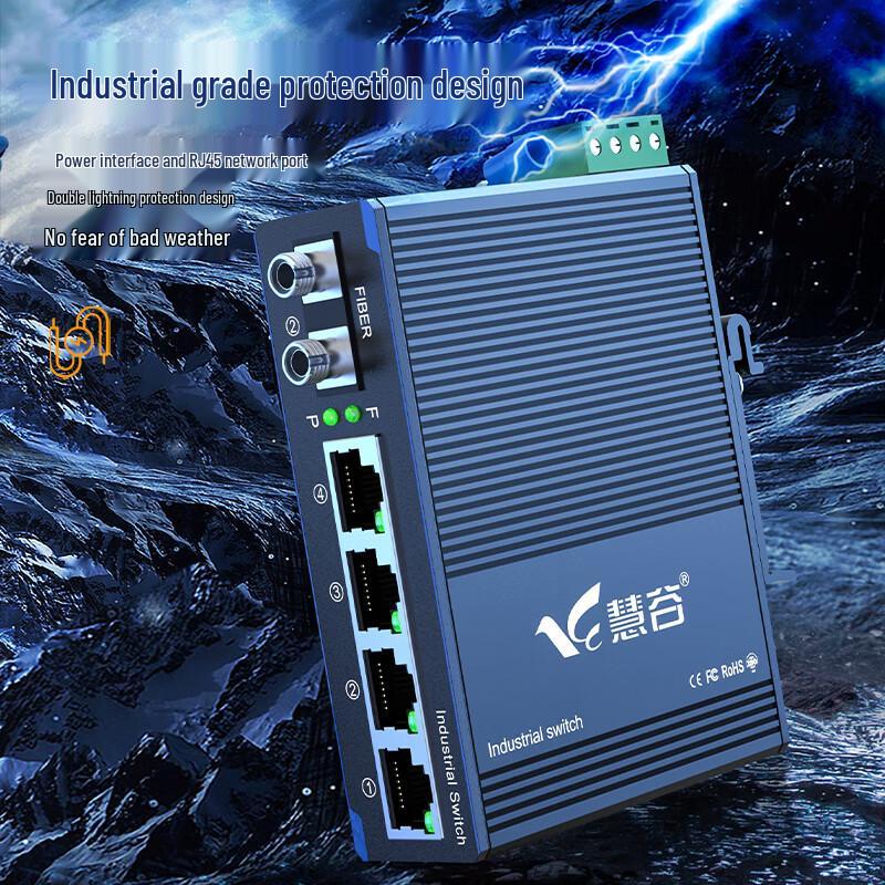 HuiGu HG800 Industrial DIN-Rail Fiber Optic Transceiver Switch