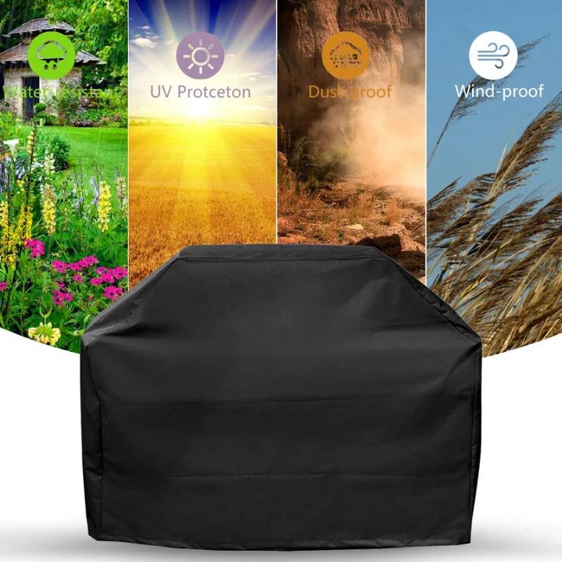 BBQ Cover Anti-Dust Waterproof Heavy Duty Grill Cover Rain Protective Round Rectangle Outdoor Barbecue Cover Accessories