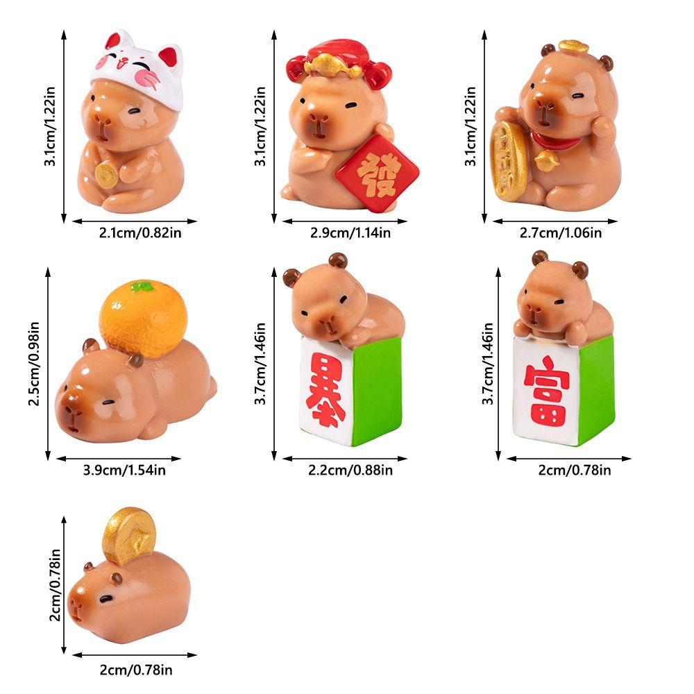 Chinese New Year Cartoon Capybara Figurines Resin Getting Rich Lucky Charm Cute Car Ornament  Gift