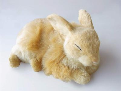 Ninian Kino Perfect Pet Rabbit Plush Toy Cute Rabbit Plush Toy & (Small Size) (Beige) - Realistic, Lifelike, Animal, Soothing, Moving, Gift, Present,