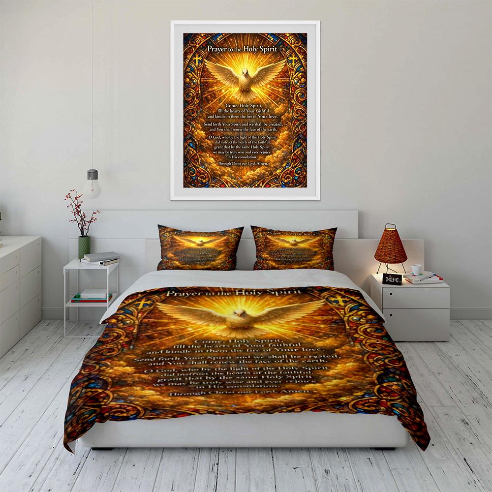 Holy Spirit Prayer Bedding Set Decor Bedding Set (1 Duvet Cover, 2 Pillowcases, Duvet Not Included)