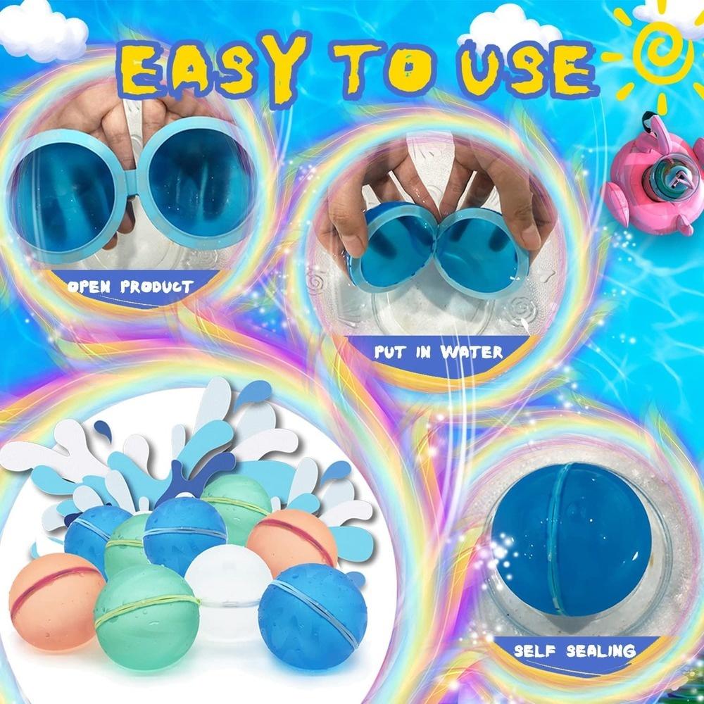 16 Palloncini D'Acqua Riutilizzabili In Silicone – Bombe D'Acqua A Riempimento Rapido – Giocattoli Estivi Per Bambini (4 Colori)