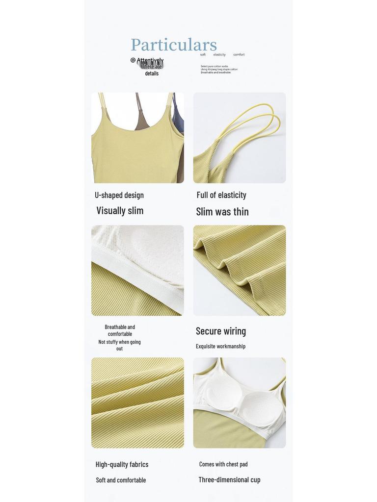 Lyocell Cotton Sports Yoga Camisole: Breathable, Chest-Padded, Small Backless Summer Tank