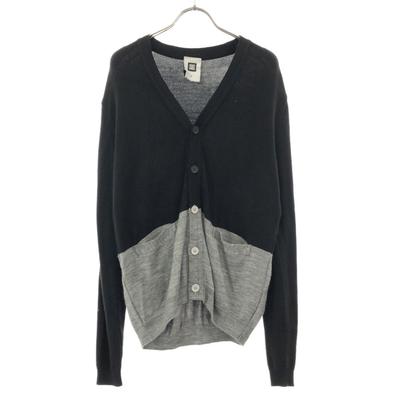 Hergestellt in Japan Wollmischung Langarm Strick-Cardigan M Schwarz x grau Herren Gebraucht