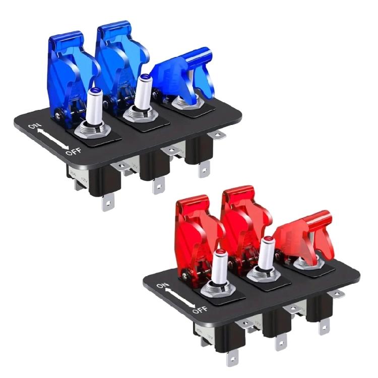 3 Gang Rockers Toggle Switch Panel with 20A 12V 24V Lighted ON Off Switch Car