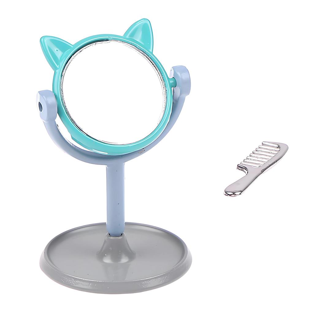 Delicate 1:12 Scale Doll House Dressing Mirror with Comb for Miniature Scene Setting Bedroom Display Doll Accessories