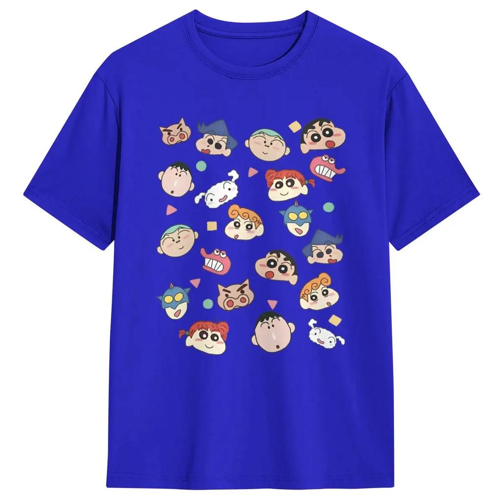 School Friends Crayon Shin Chan T-Shirt Summer Y2K Retro T Shirts 100 Cotton Tshirt For Mens Short Sleeves Clothing