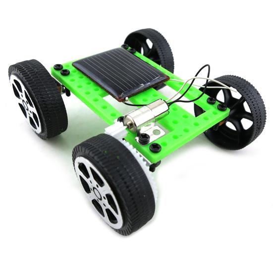 1 Set Toy Car Kit Mini Solar Powered Plastic Electronic Components Assembled Vehicle Toy Kit for Children