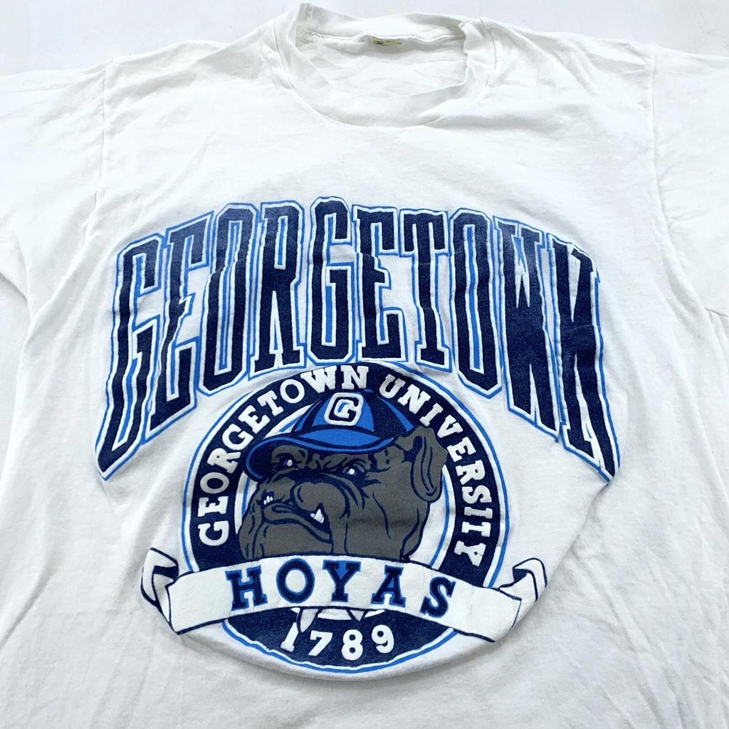 T-shirt vintage des années 80 GEORGETOWN UNIVERSITY HOYAS PETIT/MOYEN football ncaa doux