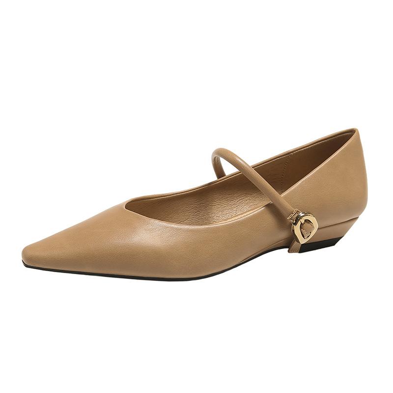 Fashion 2024 Brand Elegant Woman Versatile Pointed Toe Shoes Fashion Shallow Mouth Mary Janes Casual Flats Female Flat Shoes