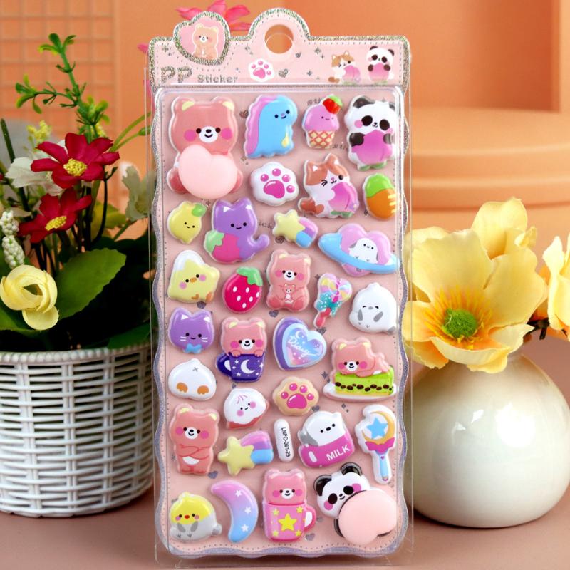 

Cartoon Cute Animals Sticker 3D Puffy Squishy Stress Relief Sticker For Phone Case Laptop Decoration