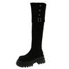 Korean Version of Casual Platform Boots Children's Sleeve Round Head 2025 Autumn New Thick Heel Knee Knight Women's Boots