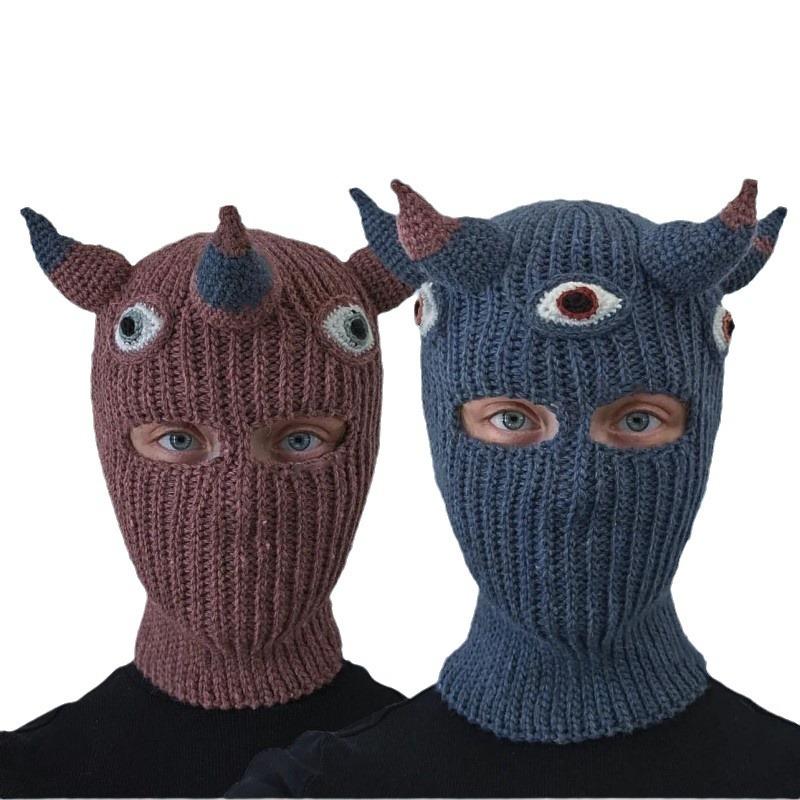 Solid Color Striped Cat Ear Hat, Fashionable and Personalized Tassel Pullover Hat for Adults