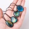 1pc Labradorite Necklace Natural Stone Rope Wrap Necklaces Irregular Shape Unique Natural Pendant Jewelry DIY Gift