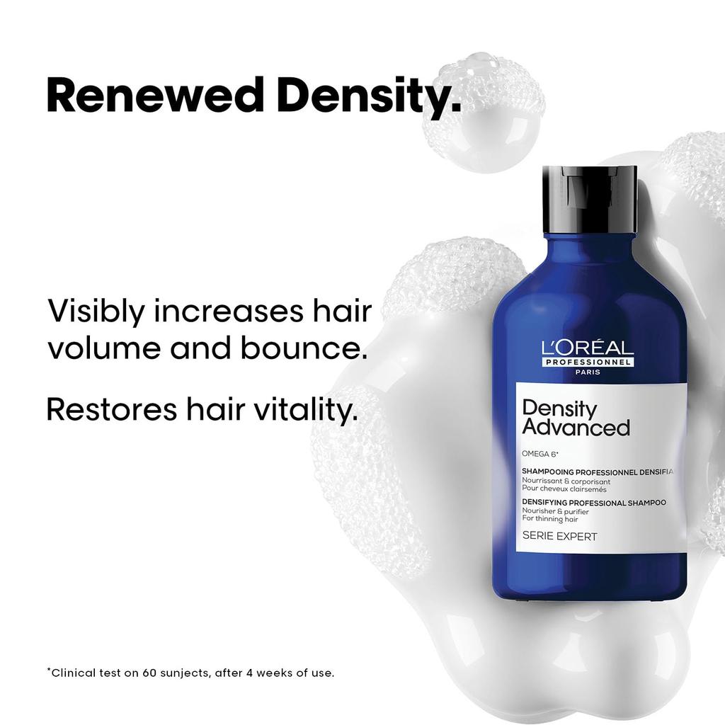 L'Oréal Professionnel Density Advanced Shampoo for Fine & Thinning Hair | Professional Shampoo That Visibly Increases Hair Volume | With Omega-6 |