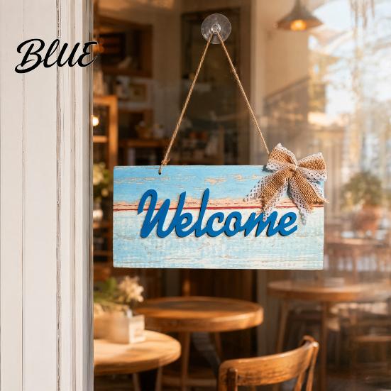 Retro Wooden Sign Welcome Decorative Sign Mediterranean Style Long-lasting Door Decoration Wall Mounted