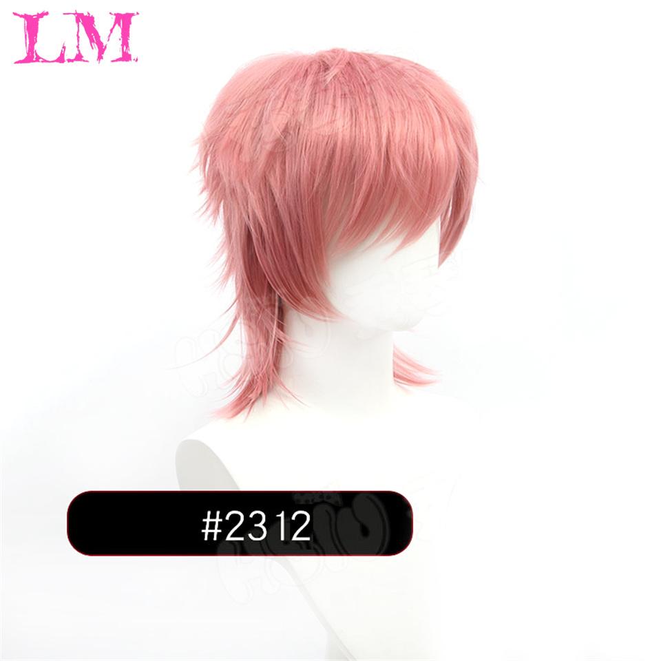 LM Synthetic Short Wigs Wolf Cut with Bangs Choppy Cosplay Party Wig for Men Women Pink Red Blue Purple Korean Style Man Wig