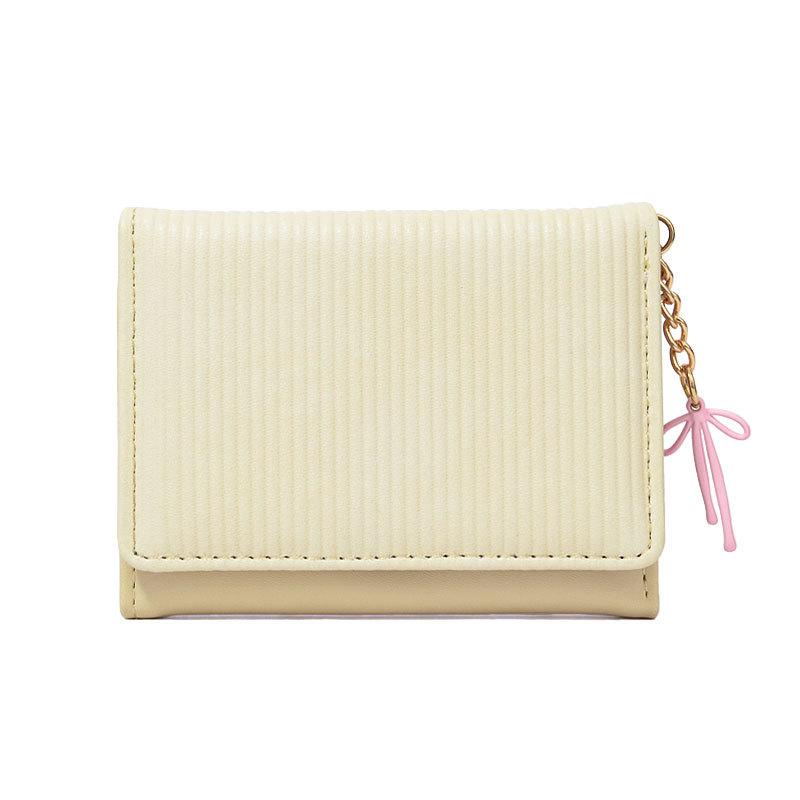 Korean Student Card Card Bag Cute Short Wallet Women Bow Leather Money Holder Wallet Three Fold Wallet Card Holder Coin Purse