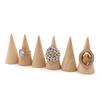5Pcs Simple Solid Wood Rings Display Stand Organizer Cone Shape Jewelry Display Rack Finger Trinket Stand Showcase