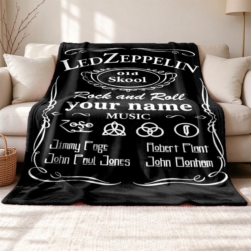 Led Zeppelin Customizable name outdoor blanket soft cozy and warm Multi-purpose office blanket outdoor camping and travel blanket all