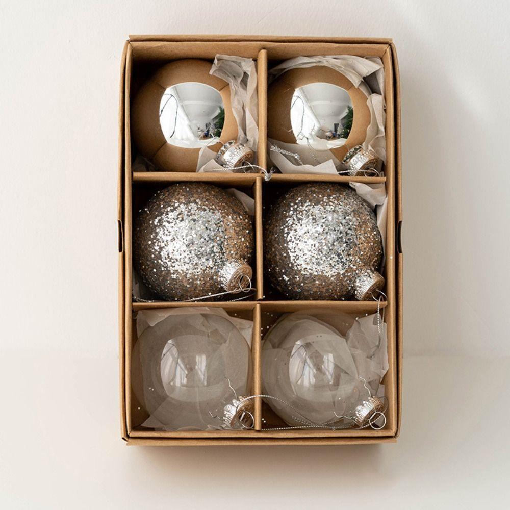 6 st DIY-tillbehör Glasjulgranskula set 6 cm Delikat julgranshänge Målad Kreativt Hängande prydnad Fest